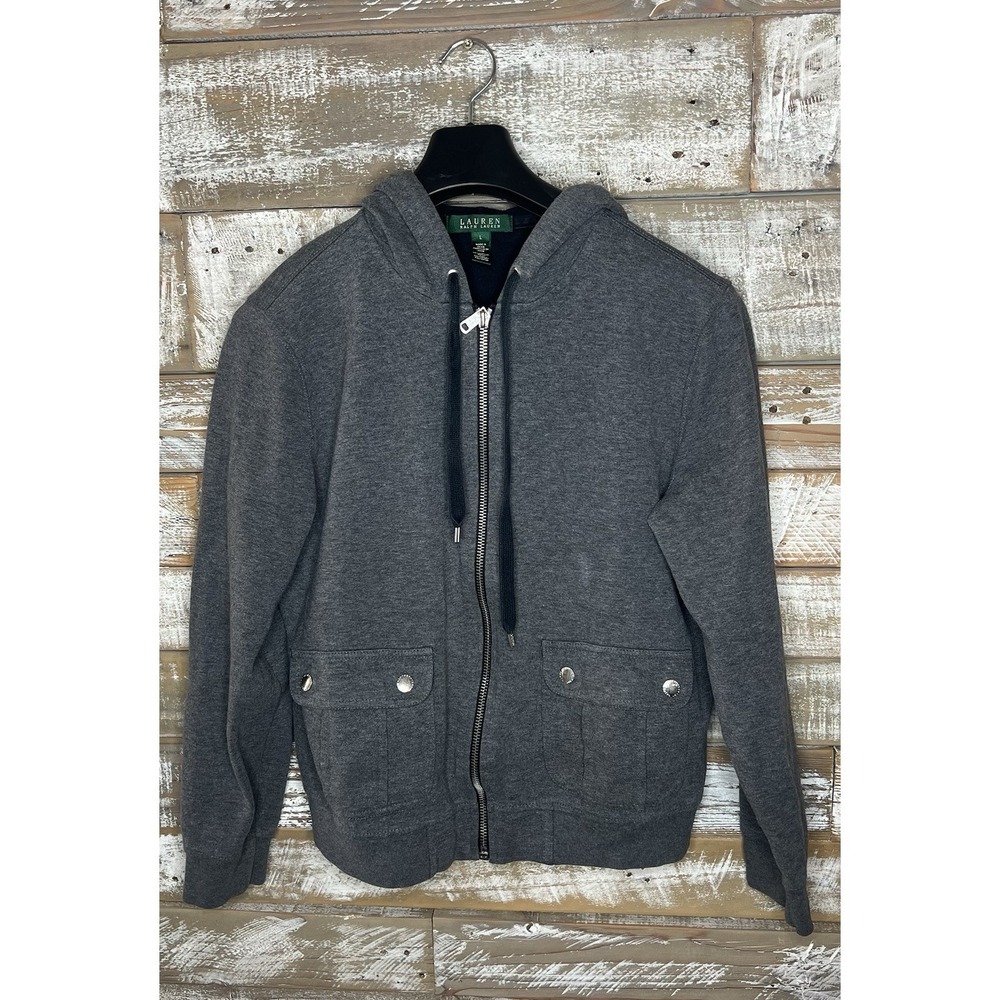 Lauren Ralph Lauren Womens Grey Hooded Zip‎ up Jacket L